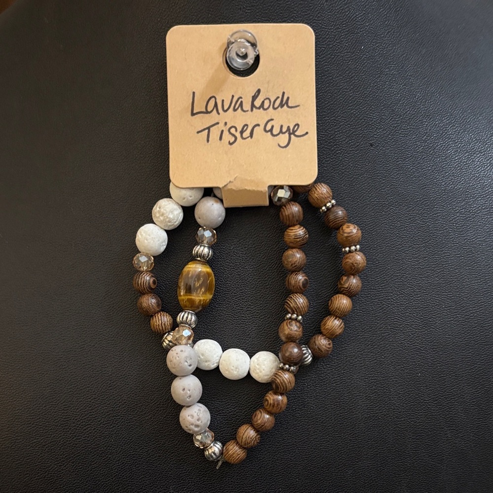 Lava Rock and Tiger Eye Beaded Bracelets